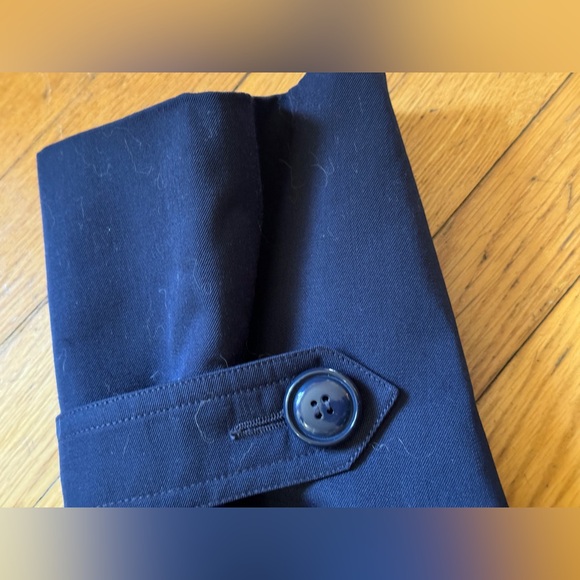 80s Vintage Nina Ricci Navy Blue Wool Trench Style Coat - Picture 6 of 10